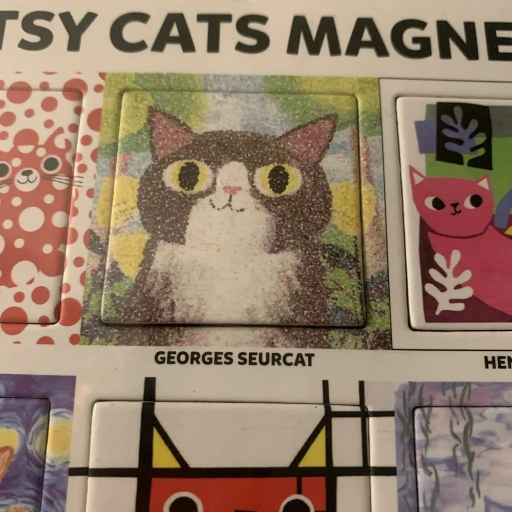 Mudpuppy Artsy Cats Magnets Set Fridge Magnets Art Cat Gift New